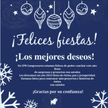 a blue background with white christmas decorations and the words felices fiestas