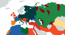 a map of the world with various colors and states