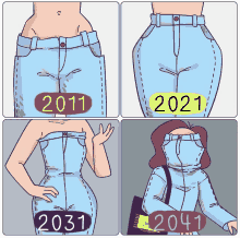 a cartoon of a woman 's pants from 2011 to 2021