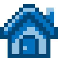 a pixel art illustration of a blue house