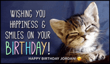 a birthday card for jordan with a cat on it