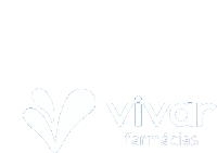 a white logo for vivar farmacias with a heart in the middle