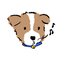 a brown and white dog wearing a blue collar with the number 3 on it 's neck