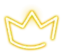 a yellow neon crown is glowing on a white background .