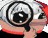 a person is holding a magnifying glass in front of their eyes .