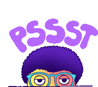 a cartoon of a person with glasses and the word pssst above them