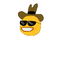 a yellow smiley face with a cowboy hat and sunglasses