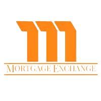 a logo for the mortgage exchange is orange and white