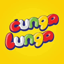 a yellow background with a colorful logo for gunga lungo