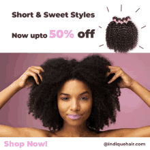 an advertisement for short and sweet styles with a woman