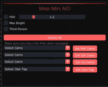 a screenshot of a mros mini aio app