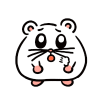 a cartoon drawing of a hamster with a surprised expression on its face