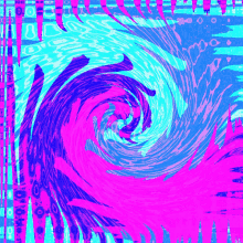 a purple and blue swirl on a blue and pink background