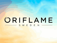 a logo for oriflame sweden with a blue background