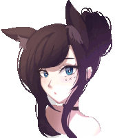 a drawing of a girl with cat ears and a choker