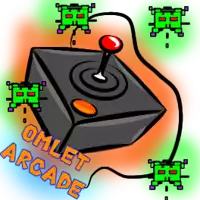 a cartoon drawing of a video game controller with the words omlet arcade below it