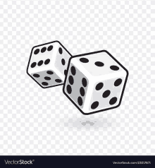 a pair of dice with black dots on a transparent background