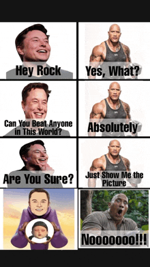 a collage of images with the words hey rock yes what and are you sure