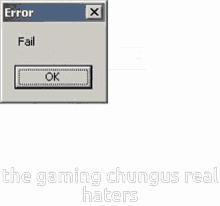 a row of error messages with the words " the gaming chungus real haters "