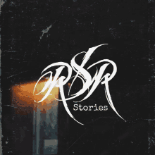 a logo for rsr stories is displayed on a black background