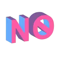 the word no is written in pink and blue