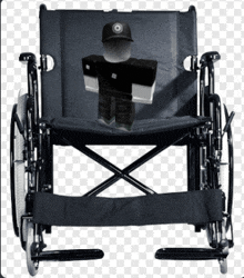 a roblox character is sitting in a wheelchair