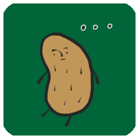 a cartoon drawing of a potato with sweat coming out of it