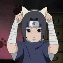 itachi is wearing a cat ear headband .