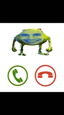 a picture of a frog with a face and a phone symbol