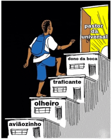 a cartoon of a man walking up a set of stairs with the words pastor da universal written on it