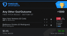 a screenshot of a fanduel sportsbook showing the outcome of a game