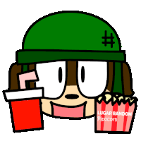 a cartoon of a soldier with a cup of soda and a box of popcorn