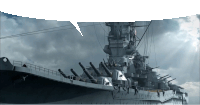 a large military ship with a speech bubble that says ' i 'm sorry ' on it