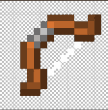 a pixel art of a bow and arrow on a transparent background