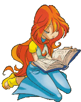 a cartoon drawing of a girl reading a book with a white background