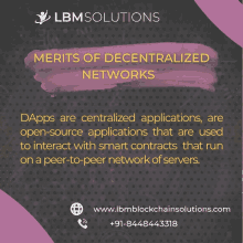 an advertisement for lbmsolutions shows the merits of decentralized networks