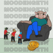 a cartoon of a man sitting in a chair with the word moodengeth on the bottom right