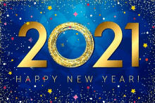 a happy new year greeting card with the year 2021