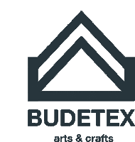 a logo for budetex arts and crafts with a triangle in the middle