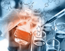 a person is pouring a liquid into a beaker in a laboratory .