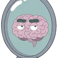 a cartoon drawing of a brain with a serious look on it 's face