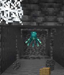 a squid is floating in the air in a minecraft game