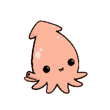 a cartoon drawing of a squid with a smile on its face on a white background .