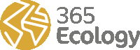 a logo for 365 ecology has a globe in the center