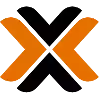 a black and orange x shaped logo on a white background