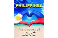 a poster that says philippines the country of love with two hands making a heart shape