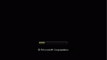 a black screen with a loading bar and the words microsoft corporation