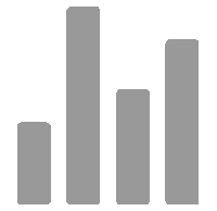 a gray bar graph icon on a white background