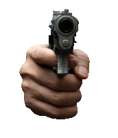 a hand is pointing a gun at the camera