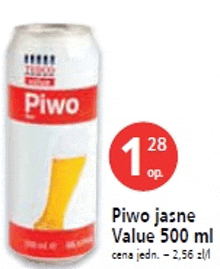 a can of piwo has a red and white label